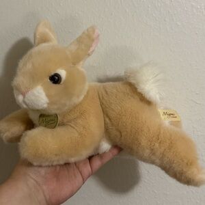 Miyoni By Aurora Rabbit White cottontail Brown Pink Ears stuffed animal